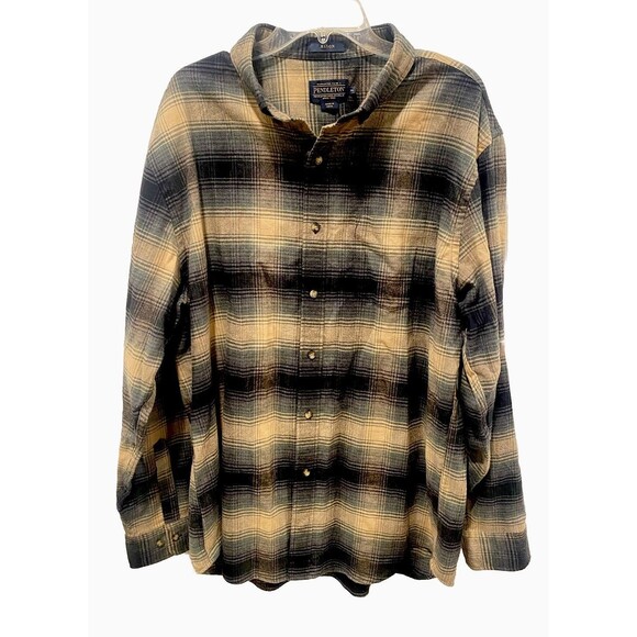 PENDLETON MASON Mens Size XL Plaid Button Down Cotton Flannel Shirt